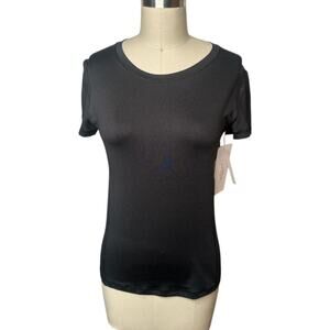 X by Gottex Black Mesh Back Panel Athletic Tee Shirt Women's Size S NWT